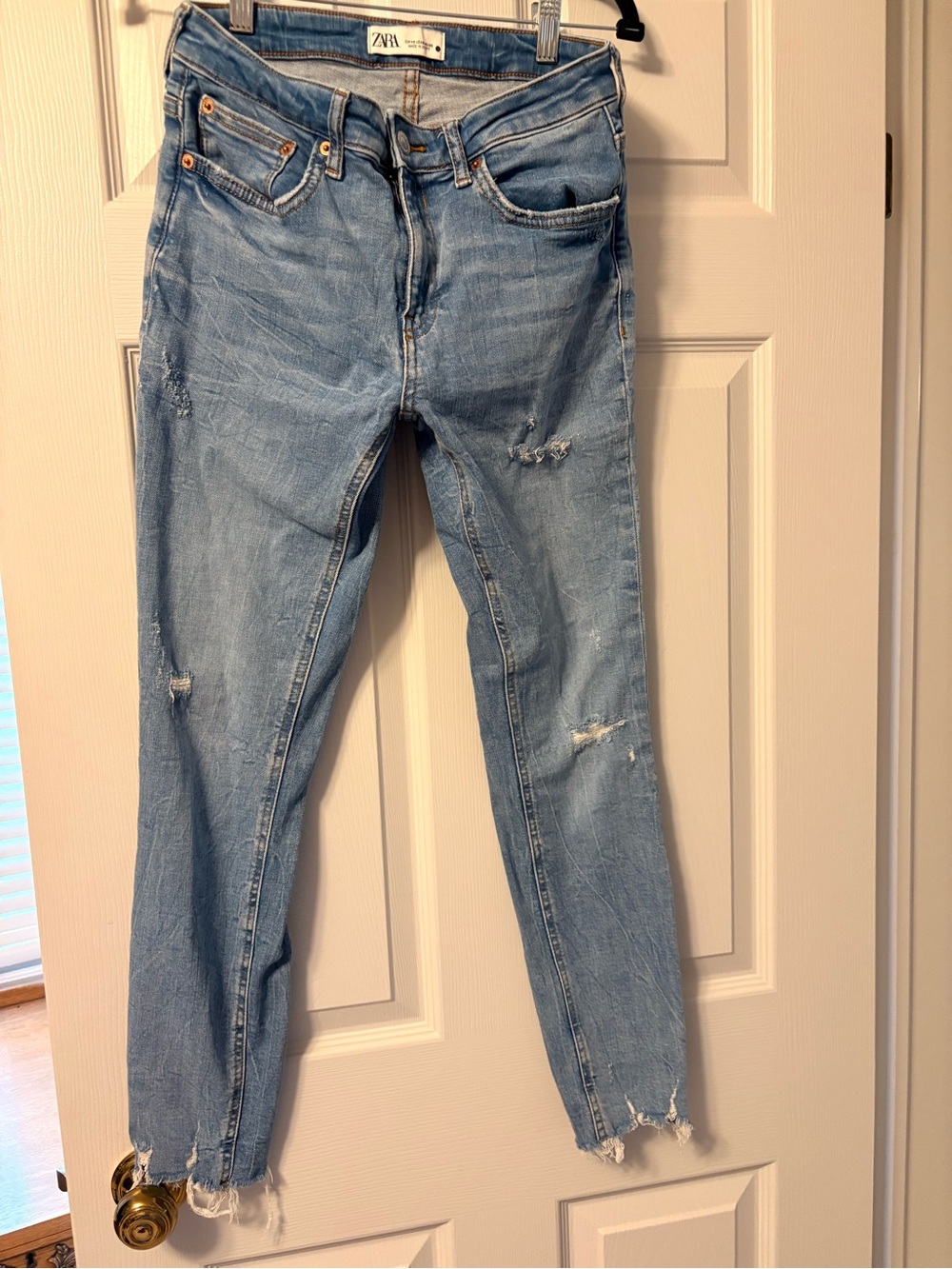 Ara Light Blue Skinny Jeans with Distressed Hem